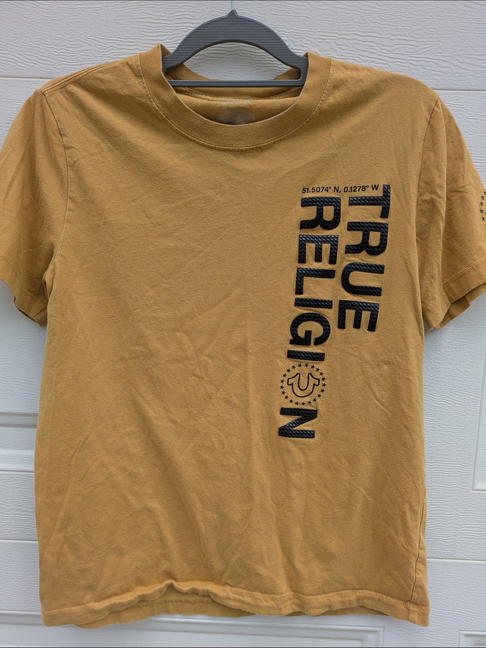 True Religion Mustard Yellow Graphic Tee Adult Small